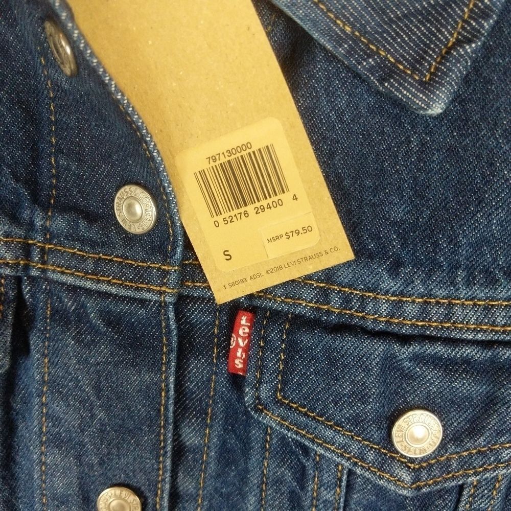 Levi's Trucker Jean Jacket Original Rib Trim Red W - Picture 5 of 6